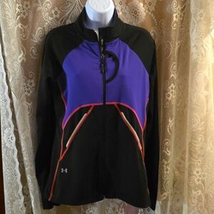 Under Armour Women's Size M Purple Black Run Full‎ Zip Athletic Jacket Pockets